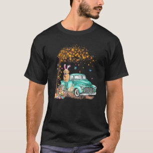 T-shirt Les Golden Retrievers Aiment Camion de Lapin Chass