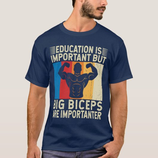 T-shirt Les Gros Biceps Sont Importants Amusants Gym D'Ent (Devant)