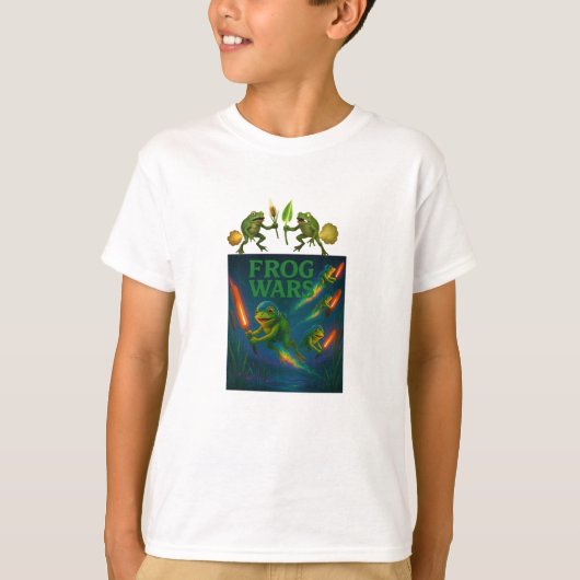 T-shirt Les guerres de grenouilles — La rébellion flatulen (Devant)