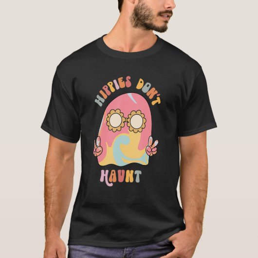T-shirt Les hippies n'hantent pas mignon hippie fantôme Ha (Devant)