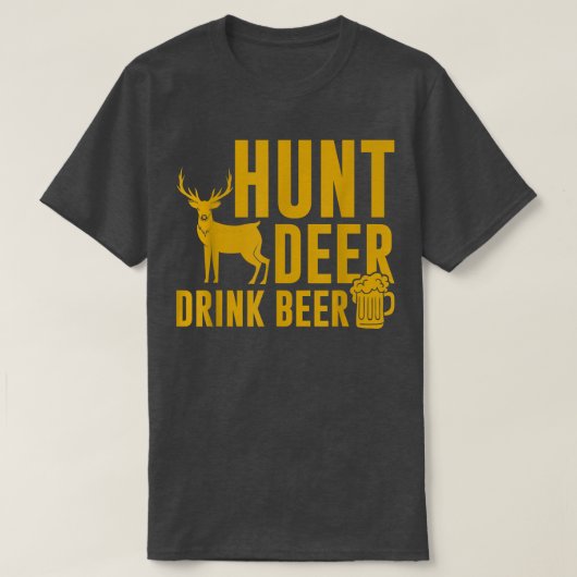 T-shirt Les hommes Chasse Deer Boire Bière Drôle Chasse Ch (Design devant)