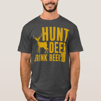 T-shirt Les hommes Chasse Deer Boire Bière Drôle Chasse Ch