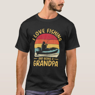 T-shirt Les Hommes, J'Aime Pêcher Et Être Grand-Père. Vin