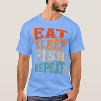 T-shirt Les Hommes Mangent Dormir Poisson Répéter, Pêcheur