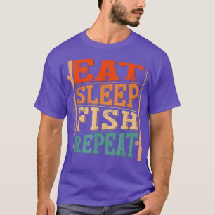 T-shirt Les Hommes Mangent Dormir Poisson Répéter, Pêcheur