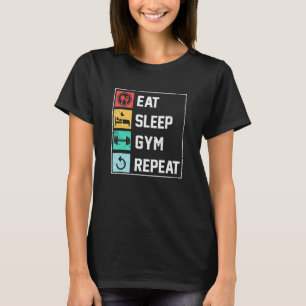 T-shirt Les Hommes Mangent Sleep Gym Répéter Routine Fitne