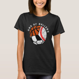 T-shirt Les Hommes Papa De Ballers Baseball Soccer Basketb