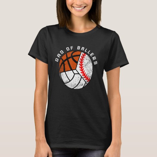 T-shirt Les Hommes Papa De Ballers Baseball Volley Basketb (Devant)