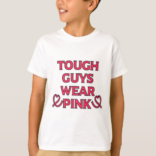 T-shirt Les Hommes Tough Portent Le Cancer Du Sein Rose