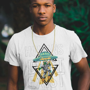 T-shirt Les humains n'existent pas Funny Geek Ufo Alien Gr