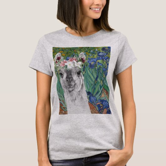 T-shirt Les iris et la lama fantaisie de Van Gogh (Devant)