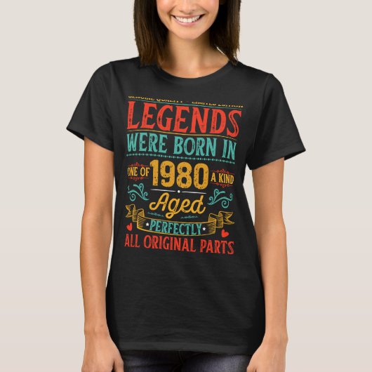T-shirt Les Légendes D'Anniversaire Sont Nées En 1980 Rétr (Devant)