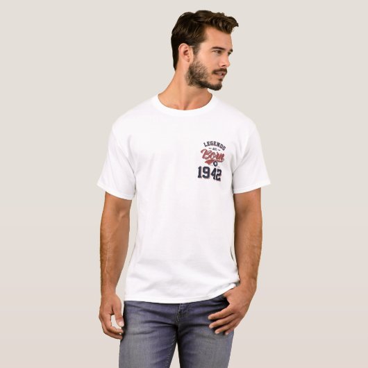 T-shirt Les légendes sont nées en 1942 Cadeau d'anniversai (Devant entier)