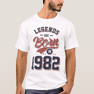 T-shirt Les légendes sont nées en 1982 Cadeau d'anniversai