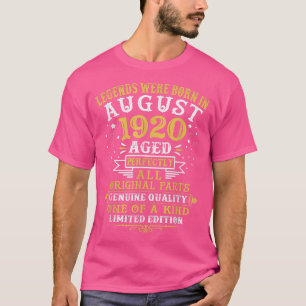 T-shirt Les légendes sont nées en août 1920 102 ans 102