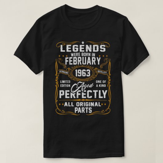 T-shirt Les Légendes Sont Nées En Février 1963 58ème Anniv (Design devant)