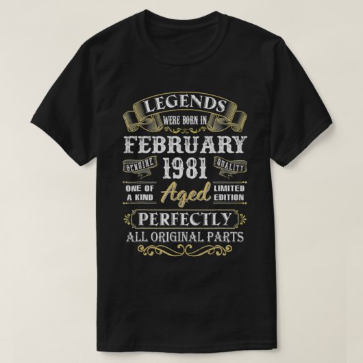 T-shirt Les Légendes Sont Nées En Février 1981 39e Anniver (Design devant)