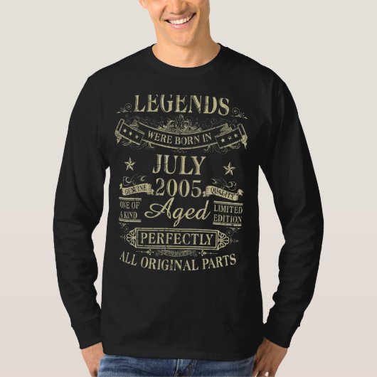 T-shirt Les Légendes Sont Nées En Juillet 2005 17ème Anniv (Devant)