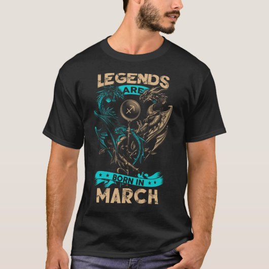 T-shirt Les Légendes Sont Nées En Mars (Devant)