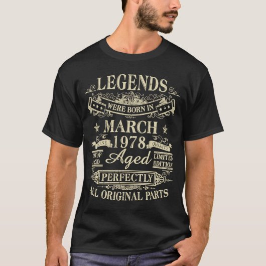 T-shirt Les Légendes Sont Nées En Mars 1978 45e Anniversai (Devant)