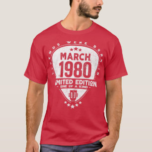 T-shirt Les Légendes Sont Nées En Mars 1980Guitare754