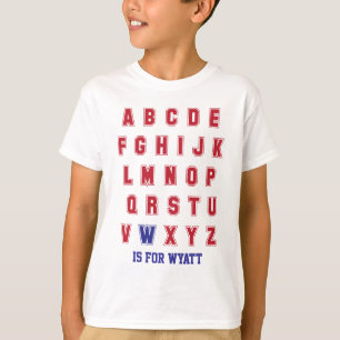 T-shirt Les lettres personnalisées W d'alphabet d'ABC est