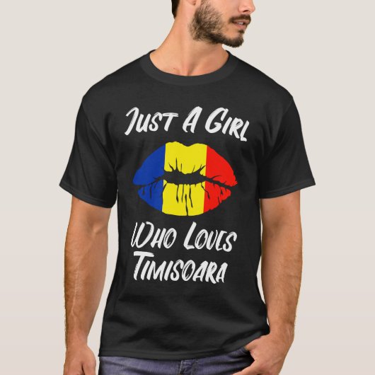 T-shirt Les lèvres et la bouche aiment le drapeau roumain (Devant)