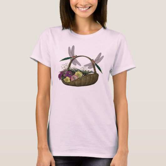 T-shirt Les libellules sur le panier de fleurs Nature (Devant)