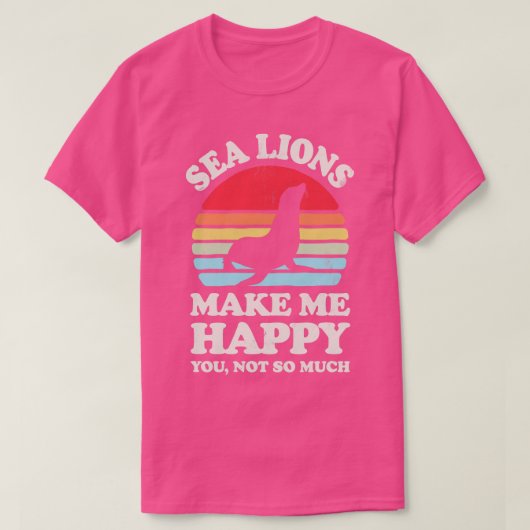 T-shirt Les lions de mer me rendent heureux Sunset Retro p (Design devant)