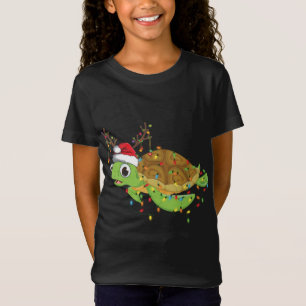 T-Shirt Les lumières de Noël de la tortue de mer Drôle San