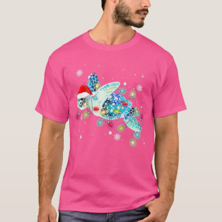 T-shirt Les lumières de Noël de la tortue de mer Drôle San
