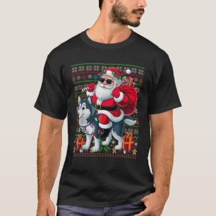 T-shirt Les lumières de Noël style laid Père Noël équitati