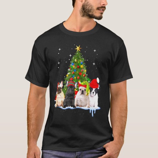 T-shirt Les lumières des arbres de Noël des Chiens de taur (Devant)