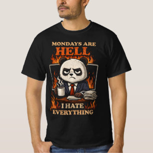 T-shirt les lundis sont l'enfer Panda grincheux Travail de