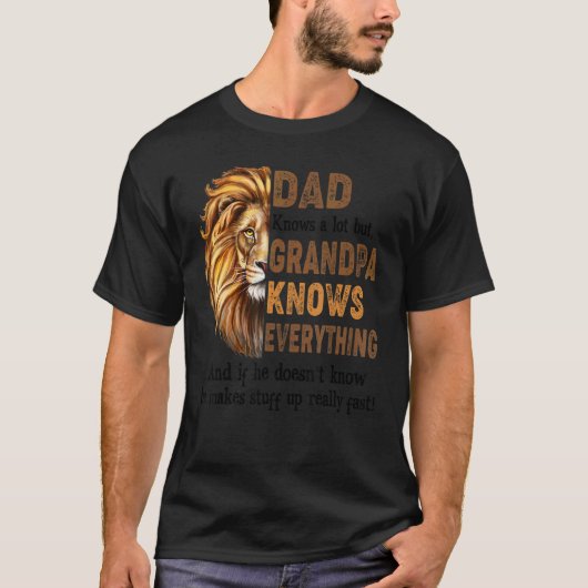 T-shirt Les Mens Lion Papa Connaît Beaucoup Mais Grand-Pèr (Devant)
