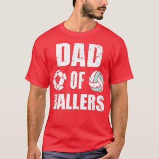 T-shirt Les Mens Papa De Ballers Funny Soccer Volleyball P