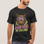 T-shirt Les Meowtains Appelent Chat Snowboard Kids M (Devant)