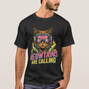 T-shirt Les Meowtains Appelent Chat Snowboard Kids M