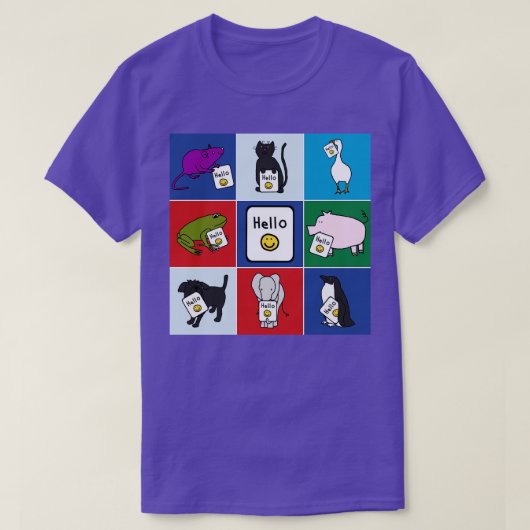 T-shirt Les mignons animaux disent bonjour (Design devant)
