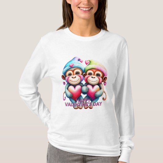 T-shirt Les mignons singes en fête (Devant)