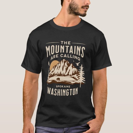 T-shirt Les Montagnes Appelent Spokane Washington (Devant)