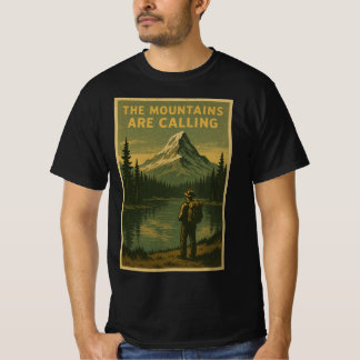 T-shirt Les montagnes appellent affiche vintage