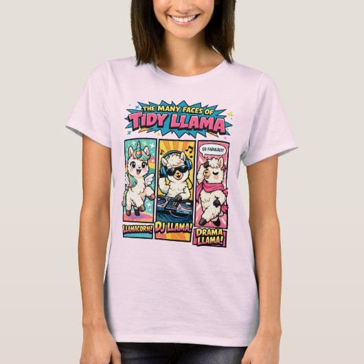 T-shirt Les multiples visages de Tidy Llama (Devant)