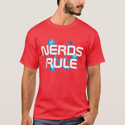 T-shirt Les nerds cool règnent avec le symbole d'atome (Devant)