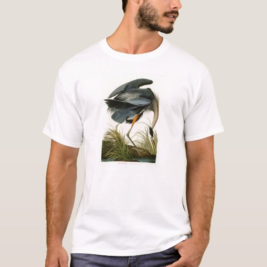 T-shirt Les oiseaux de John Audubon de héron de grand bleu (Devant)