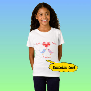 T-shirt Les oiseaux mignons amitiés texte personnalisé