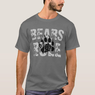 T-shirt Les ours règnent patte d'ours noire et argentée