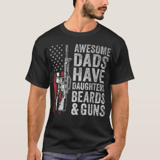 T-shirt Les papas géniaux ont des filles, des barbes et de