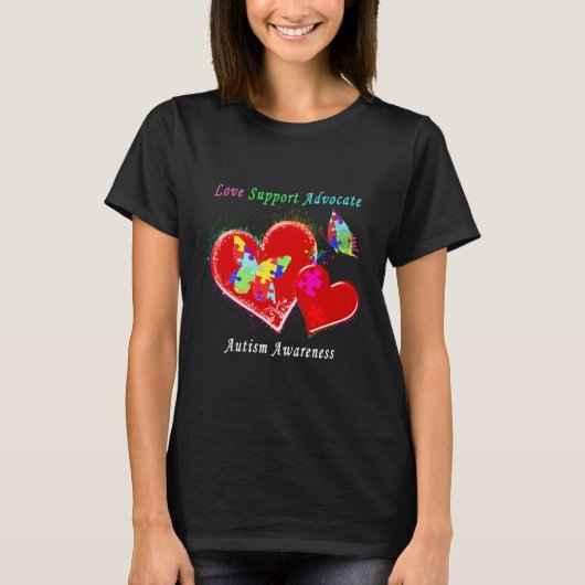 T-shirt Les papillons autistes dans les coeurs (Devant)