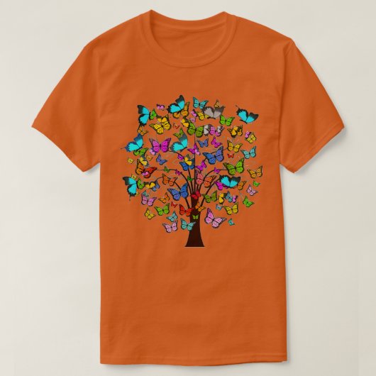 T-shirt Les papillons comme feuilles sur une femme d'arbre (Design devant)